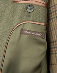 Robert Old - Dorset Green Diamond Quilt Overcoat Crafted with a Loro Piana Rain System Wool & Cashmere Fabric