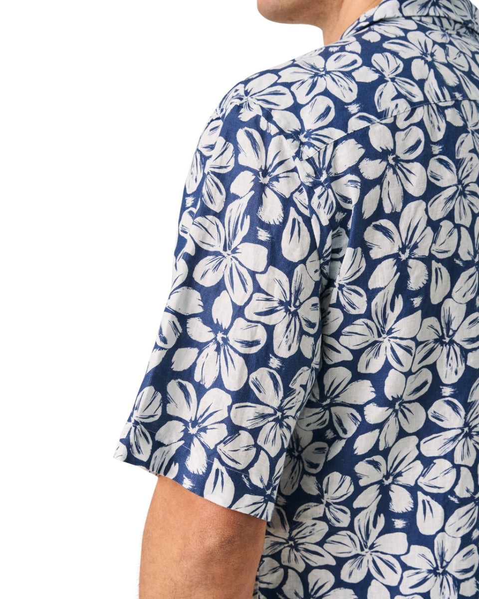 Eton - Blue Floral Linen Resort Shirt S/S SHIRTS Eton