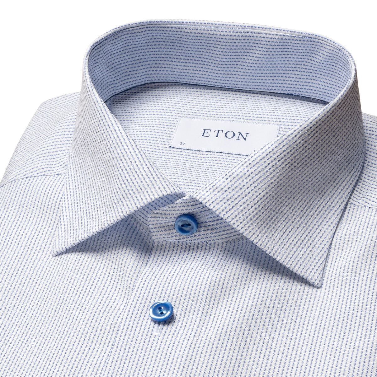 Eton - Blue Micro Print Signature Poplin Slim Fit Shirt L/S SHIRTS Eton