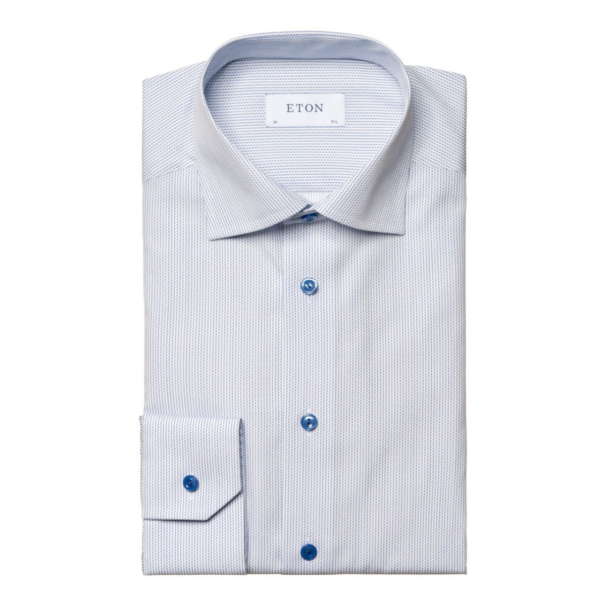 Eton - Blue Micro Print Signature Poplin Slim Fit Shirt L/S SHIRTS Eton