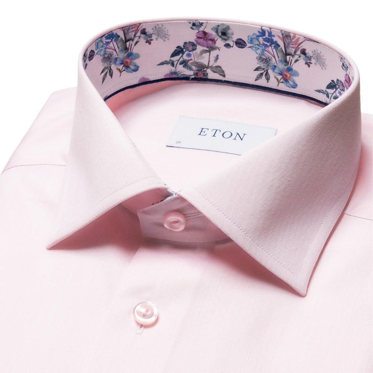 Eton - Light Pink Floral Trim Signature Twill Contemporary Fit Shirt L/S SHIRTS Eton
