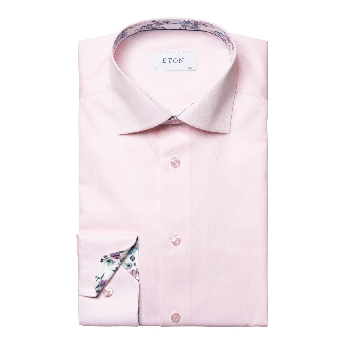 Eton - Light Pink Floral Trim Signature Twill Contemporary Fit Shirt L/S SHIRTS Eton