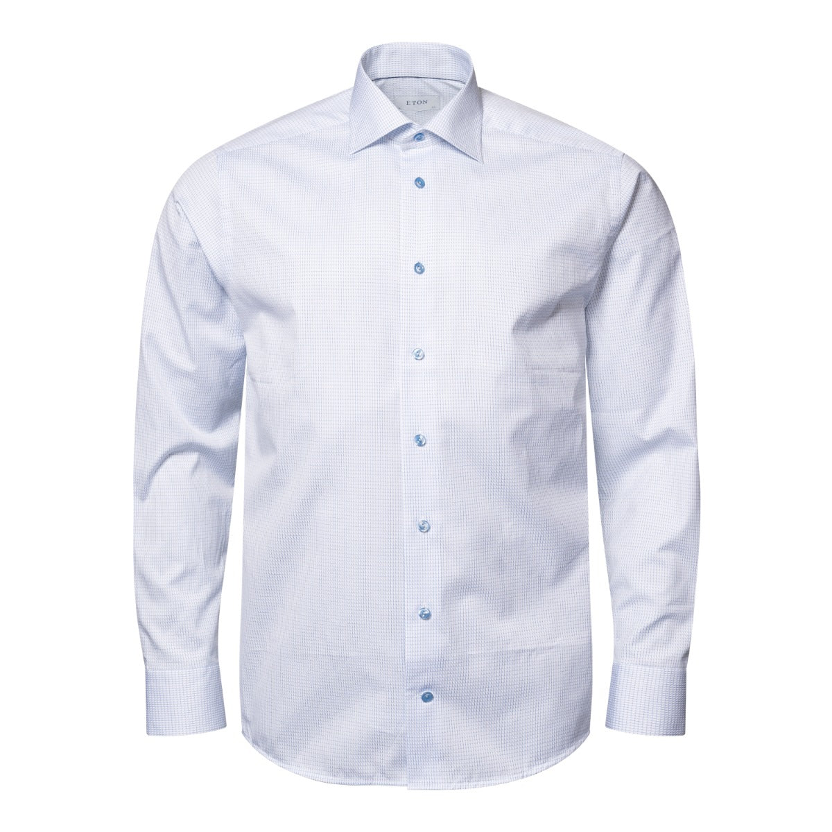 Eton - Light Blue Micro Check Signature Twill Shirt L/S SHIRTS Eton