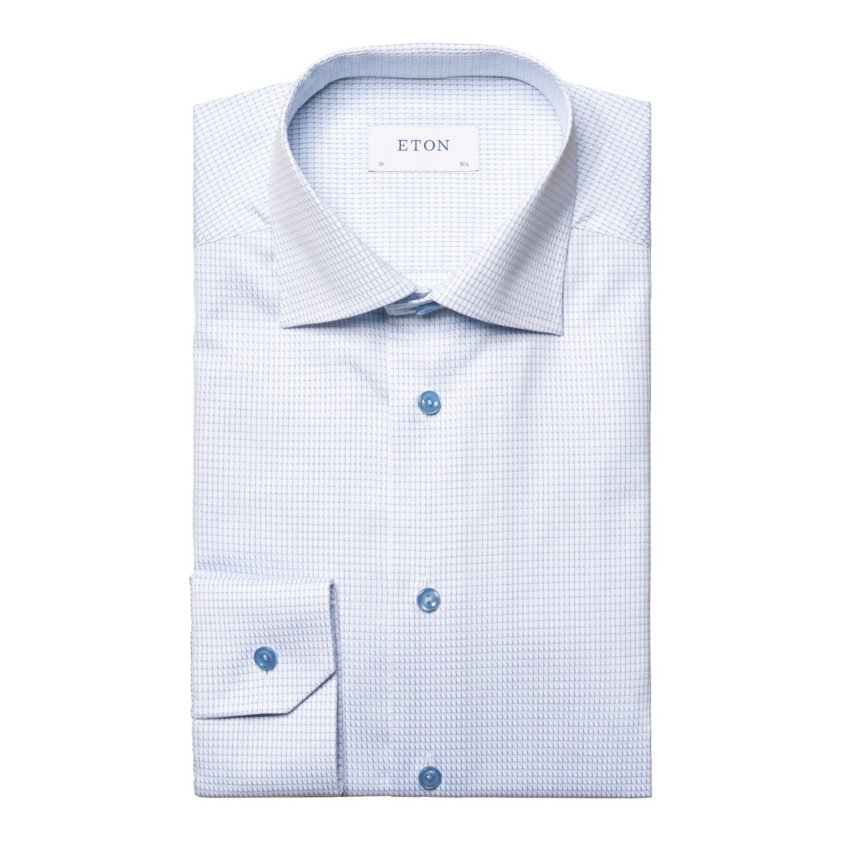 Eton - Light Blue Micro Check Signature Twill Shirt L/S SHIRTS Eton