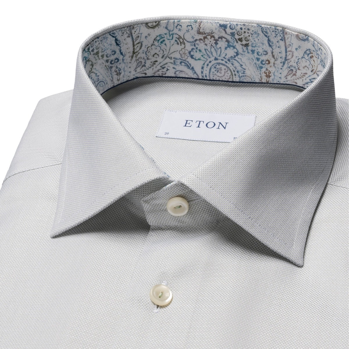 Eton - Light Green Paisley Trim Contemporary Fit Shirt L/S SHIRTS Eton