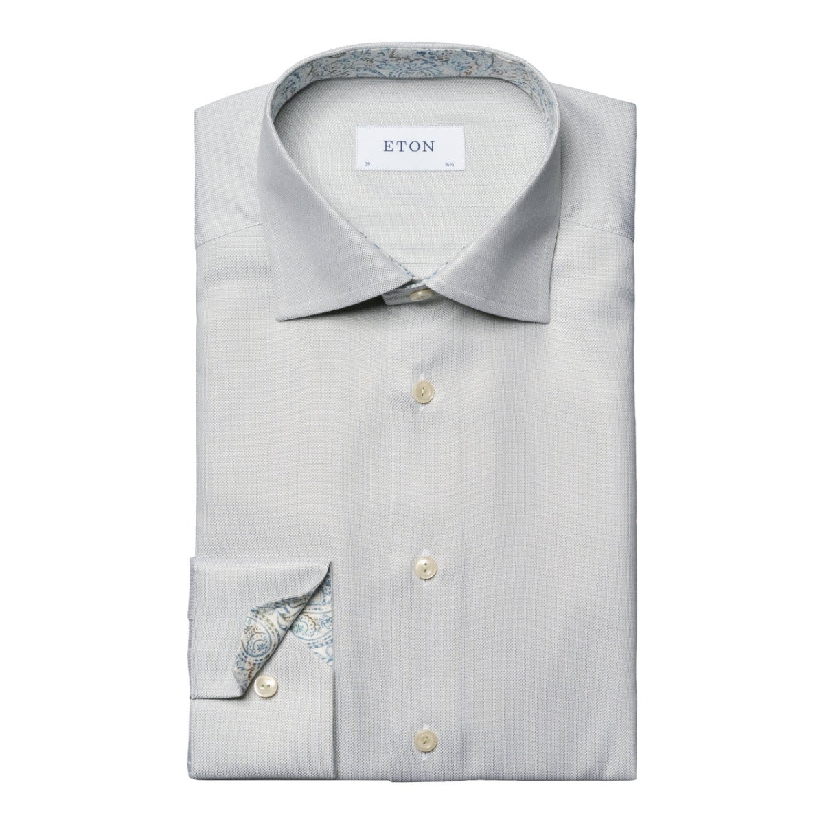 Eton - Light Green Paisley Trim Contemporary Fit Shirt L/S SHIRTS Eton