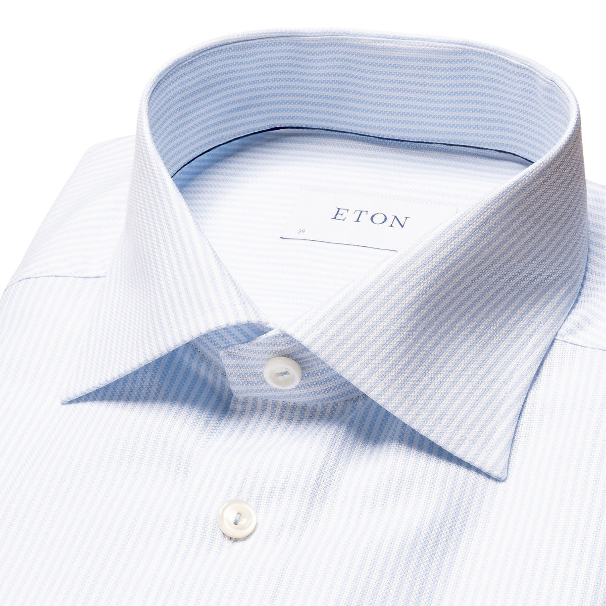 Eton - Light Blue Striped Oxford Cotton-Tencel™ Shirt L/S SHIRTS Eton