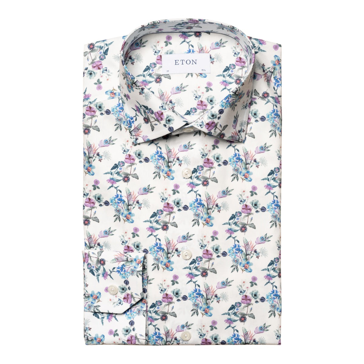 Eton - Light Blue Floral Twill Slim Fit Shirt L/S SHIRTS Eton