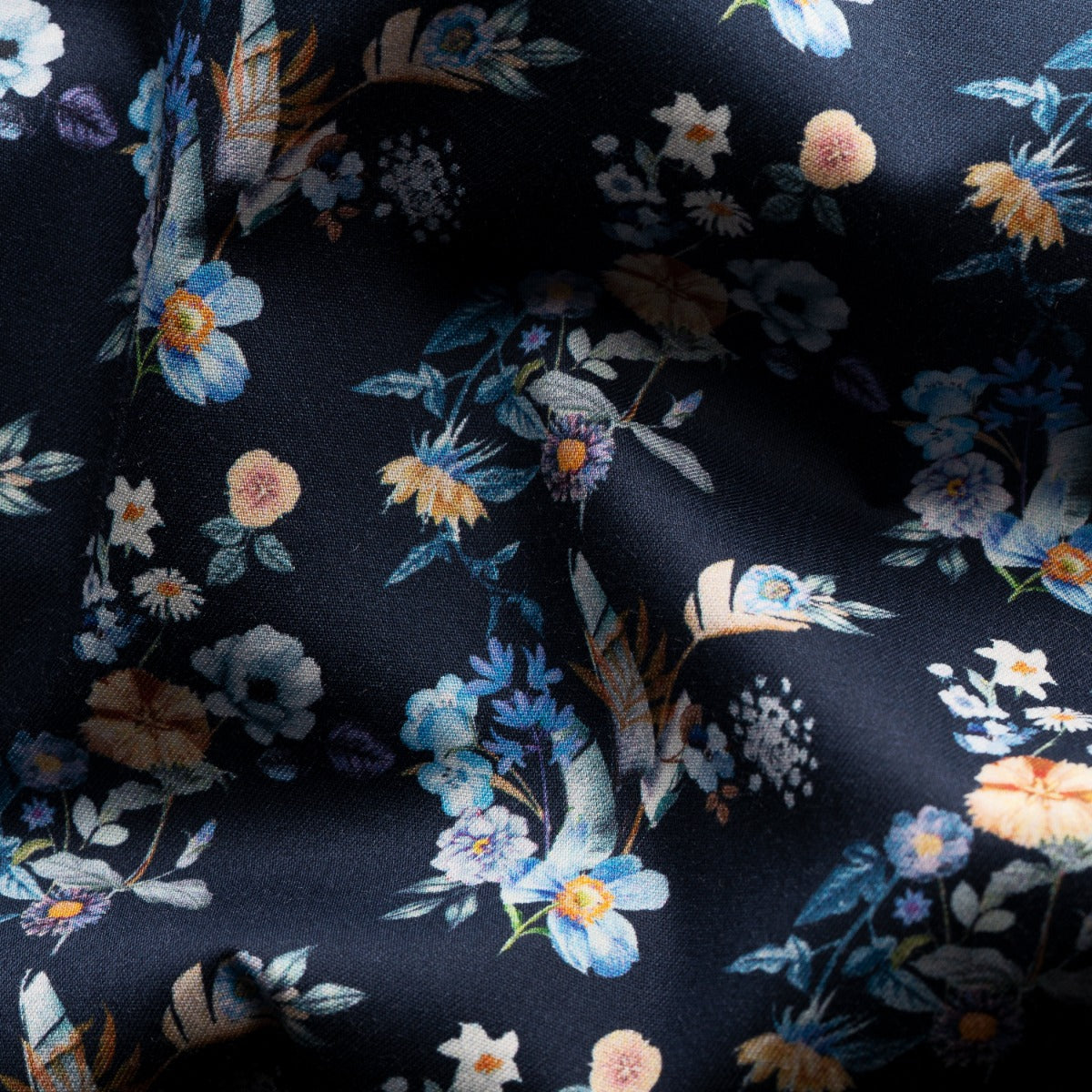 Eton - Navy Blue Floral Print Contemporary Fit Twill Shirt L/S SHIRTS Eton