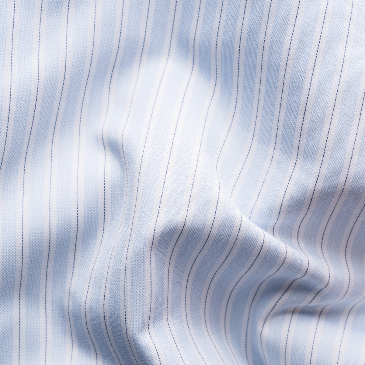 Eton - Light Blue Striped Contrast Collar Signature Twill Shirt L/S SHIRTS Eton