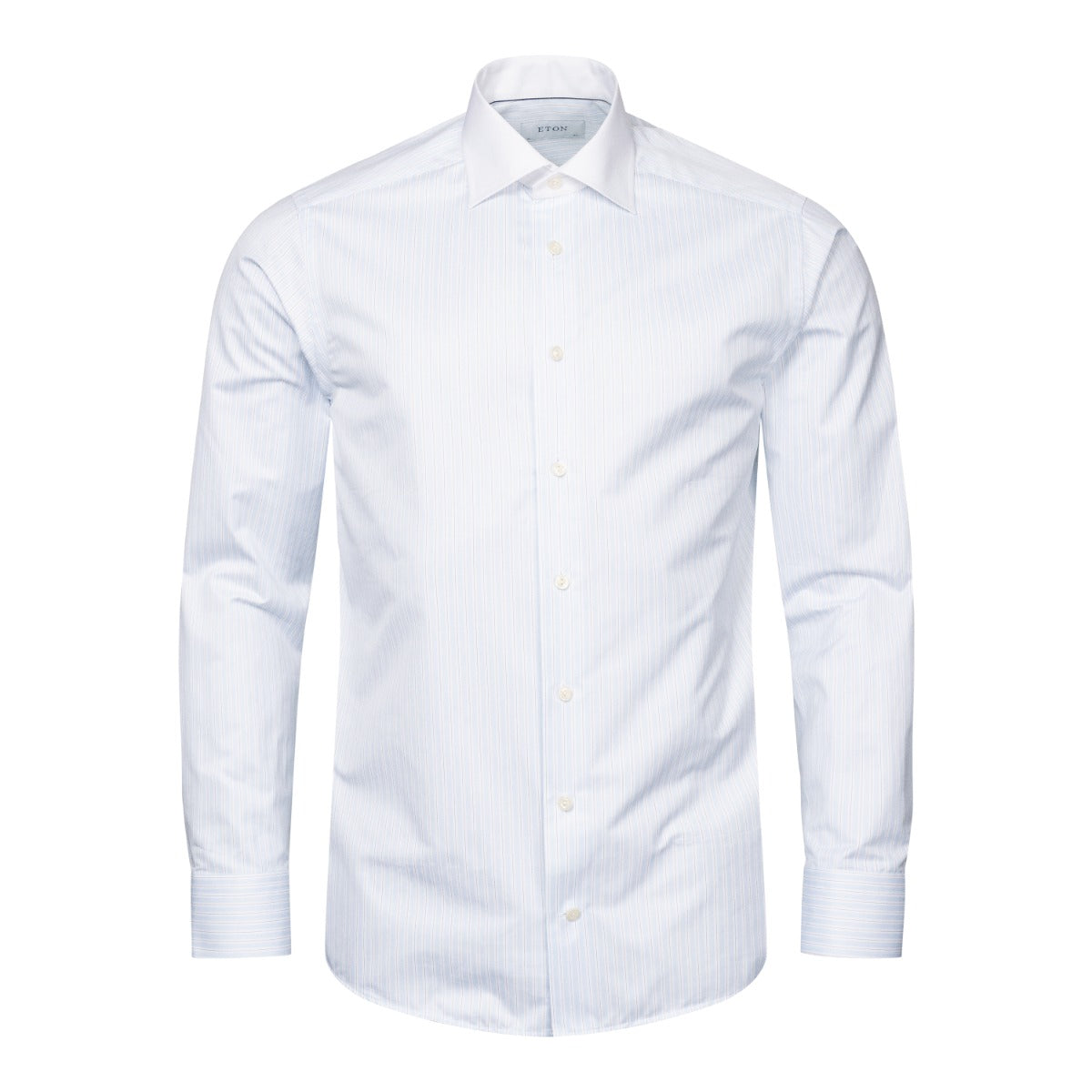 Eton - Light Blue Striped Contrast Collar Signature Twill Shirt L/S SHIRTS Eton