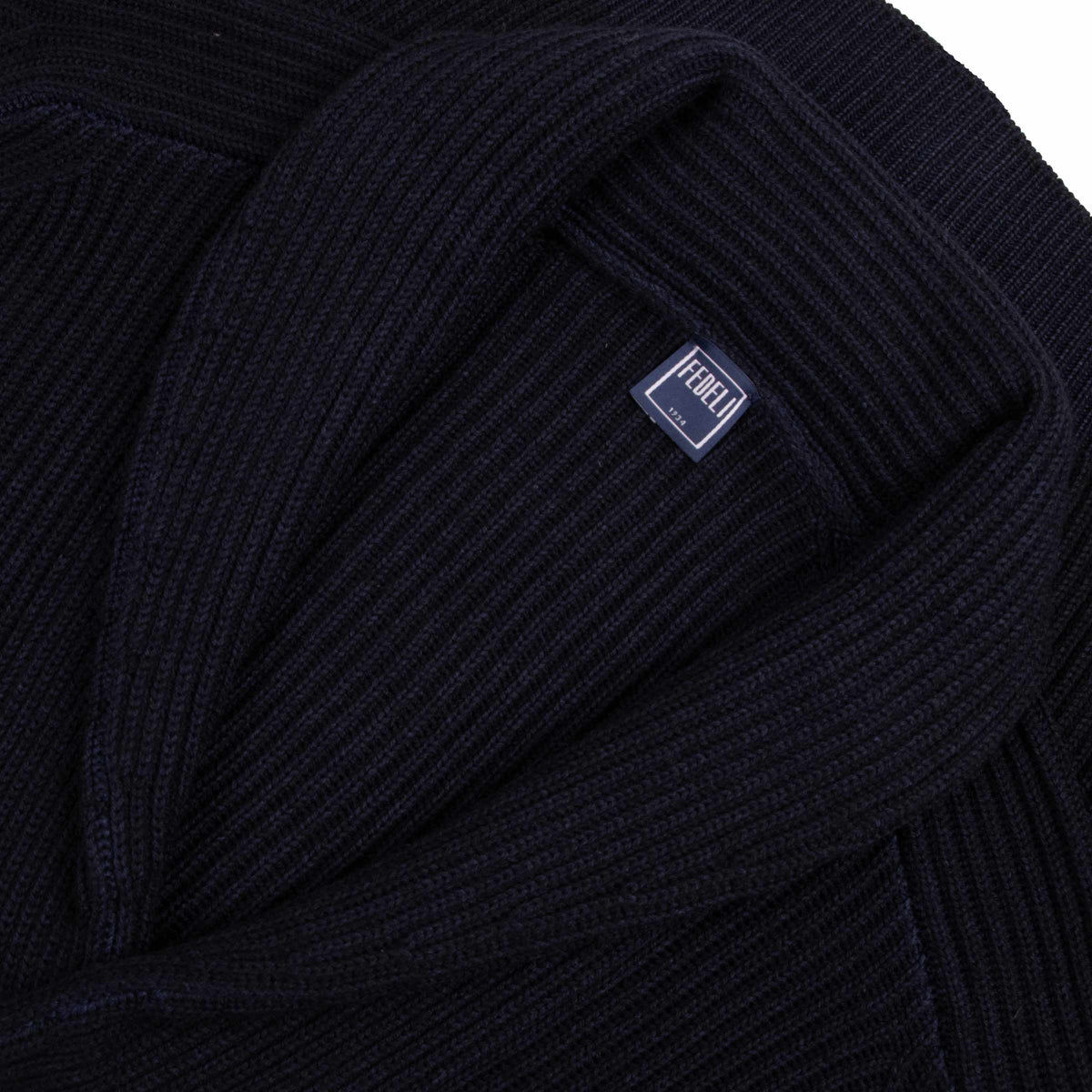 Fedeli - Navy 'Terminillo' Shawl Collar Merino Wool Cardigan KNITWEAR Fedeli