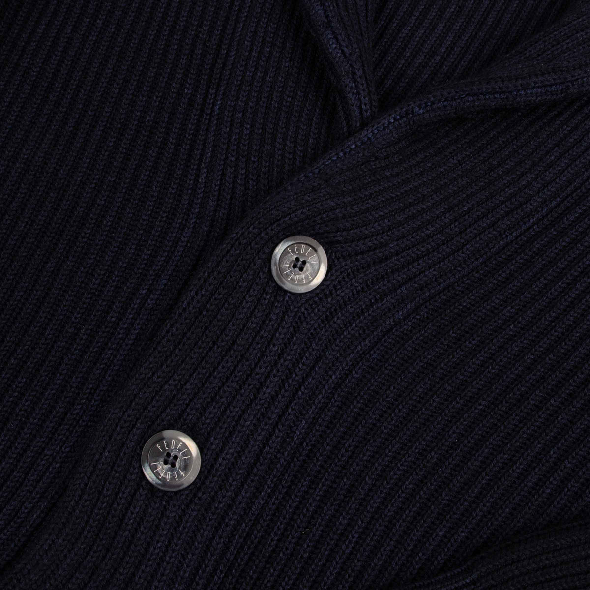 Fedeli - Navy 'Terminillo' Shawl Collar Merino Wool Cardigan KNITWEAR Fedeli