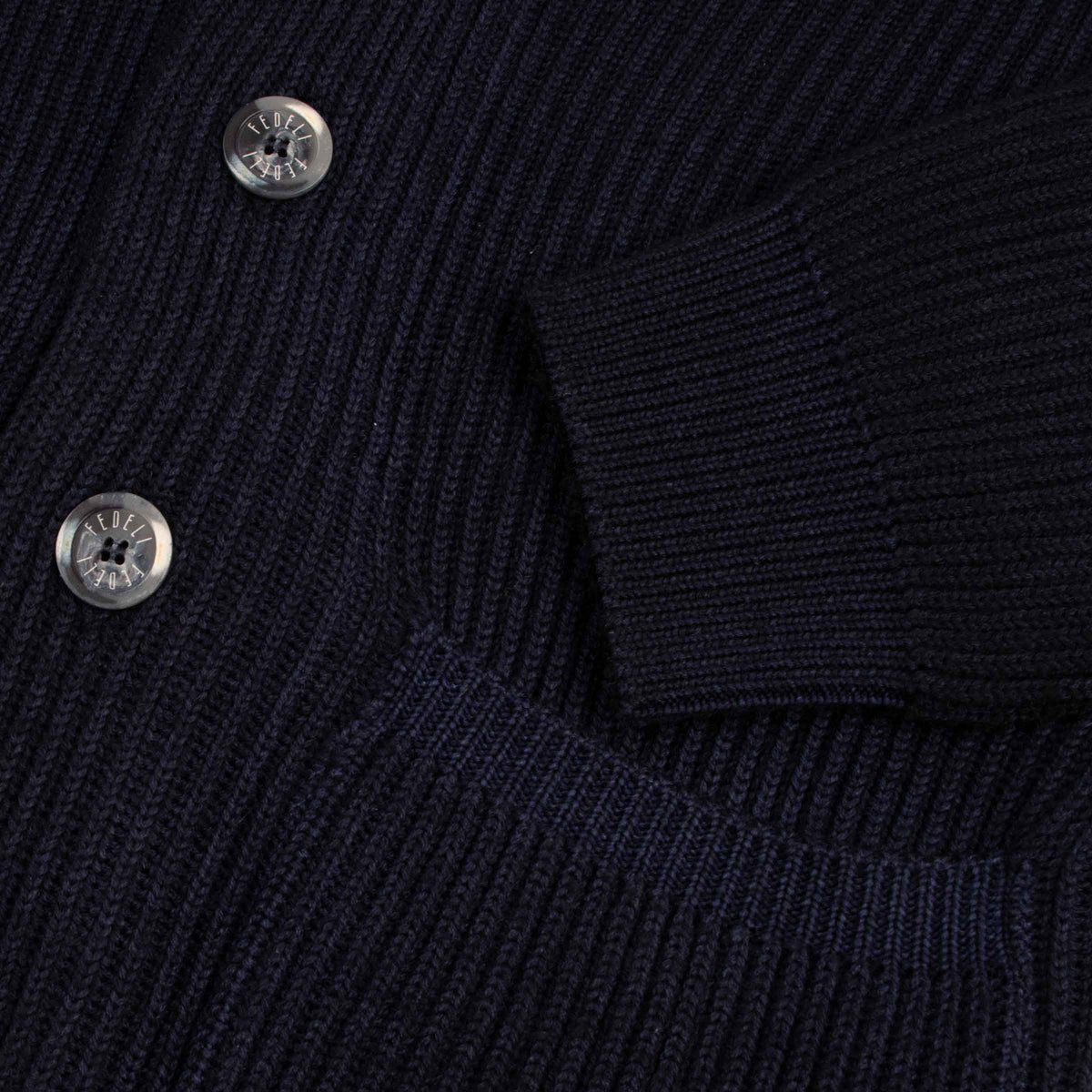 Fedeli - Navy 'Terminillo' Shawl Collar Merino Wool Cardigan KNITWEAR Fedeli