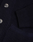 Fedeli - Navy 'Terminillo' Shawl Collar Merino Wool Cardigan