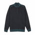 Moorer - Teal & Nero Black ‘Fedro’ Knit Zip Neck Virgin Wool Sweater KNITWEAR MooRER