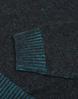 Moorer - Teal & Nero Black ‘Fedro’ Knit Zip Neck Virgin Wool Sweater KNITWEAR MooRER