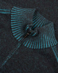 Moorer - Teal & Nero Black ‘Fedro’ Knit Zip Neck Virgin Wool Sweater KNITWEAR MooRER