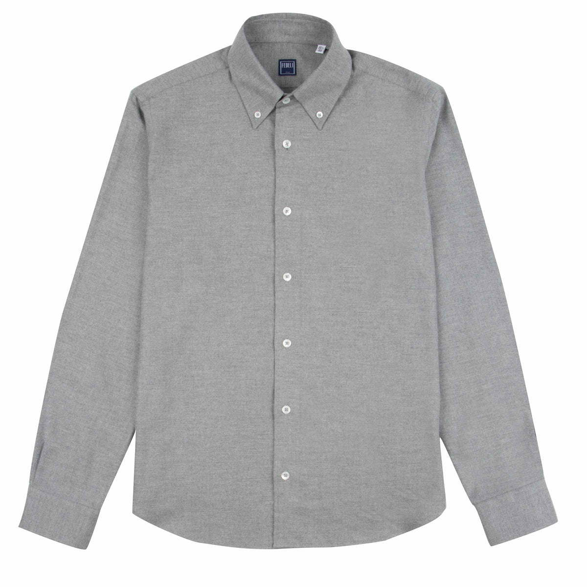 Fedeli - Grey 'Alberto' Slim Fit Brushed Cotton Long Sleeve Shirt L/S SHIRTS Fedeli