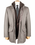 Robert Old - Grey Button Down Coat Crafted with a Loro Piana Green Storm System Wool & Cashmere Fabric