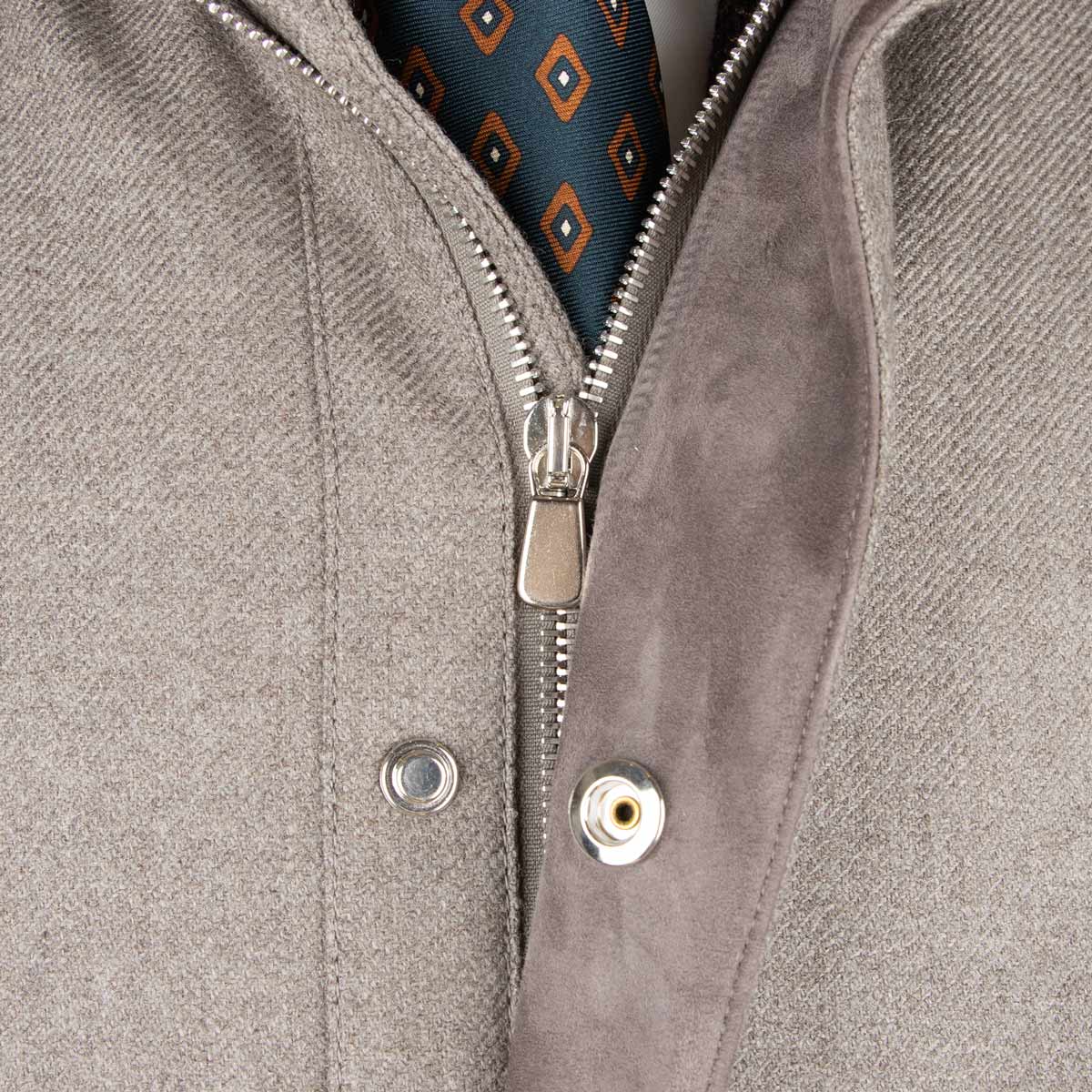 Robert Old - Grey Button Down Coat Crafted with a Loro Piana Green Storm System Wool &amp; Cashmere Fabric