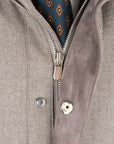 Robert Old - Grey Button Down Coat Crafted with a Loro Piana Green Storm System Wool & Cashmere Fabric