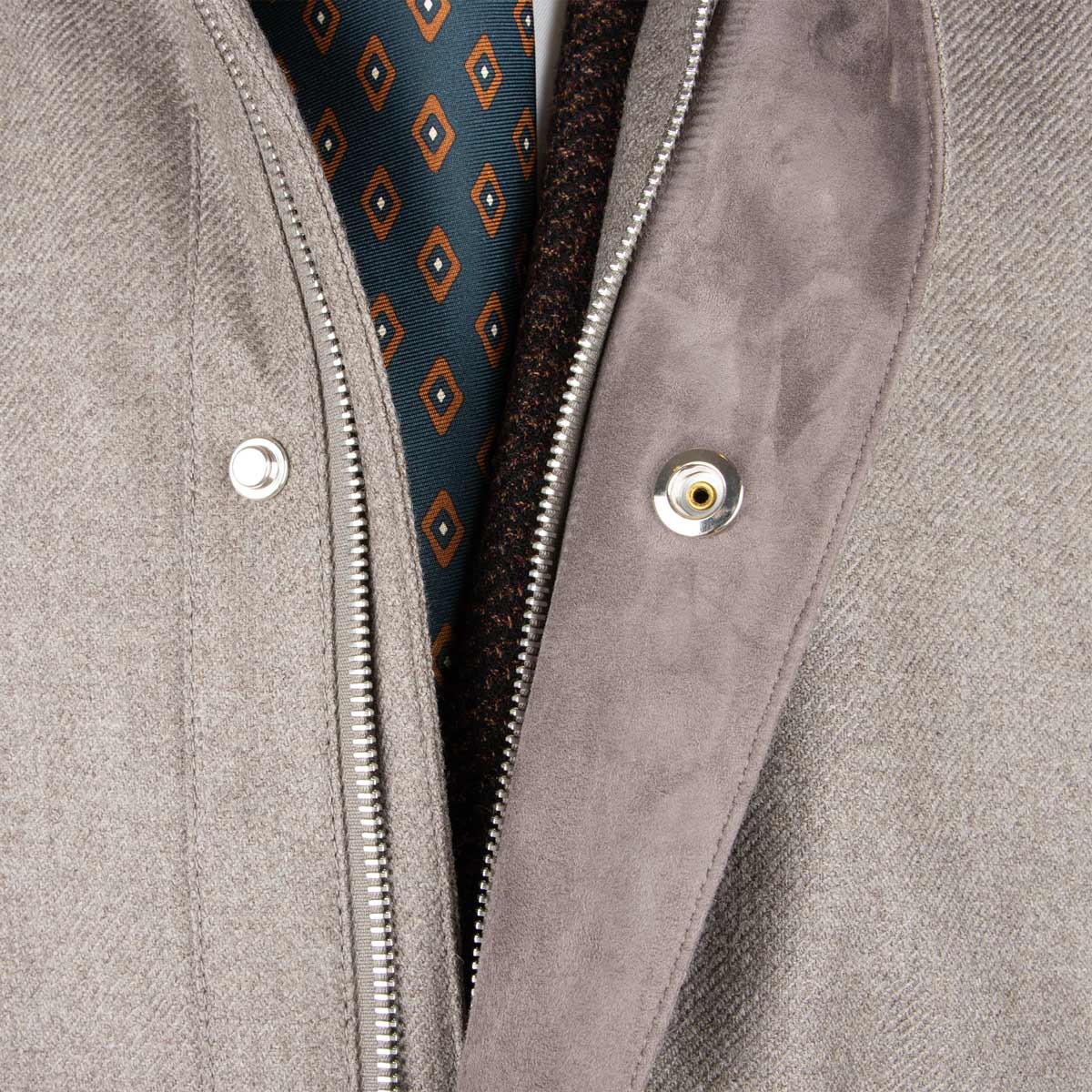 Robert Old - Grey Button Down Coat Crafted with a Loro Piana Green Storm System Wool &amp; Cashmere Fabric