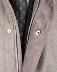 Robert Old - Grey Button Down Coat Crafted with a Loro Piana Green Storm System Wool & Cashmere Fabric