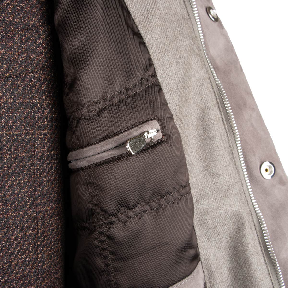 Robert Old - Grey Button Down Coat Crafted with a Loro Piana Green Storm System Wool &amp; Cashmere Fabric