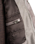 Robert Old - Grey Button Down Coat Crafted with a Loro Piana Green Storm System Wool & Cashmere Fabric