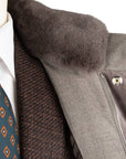 Robert Old - Grey Button Down Coat Crafted with a Loro Piana Green Storm System Wool & Cashmere Fabric