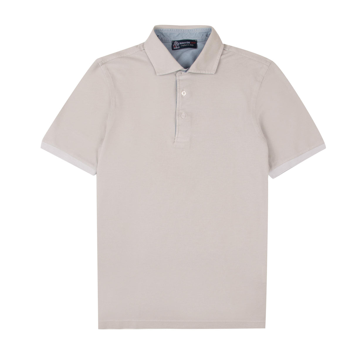 Grey Piqué Cotton Short Sleeve Polo Shirt S/S POLOS Robert Old