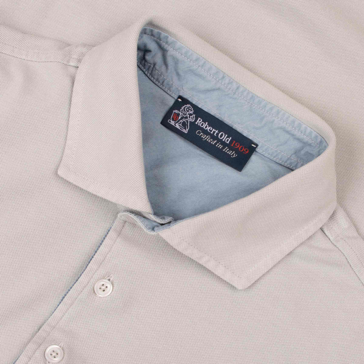 Grey Piqué Cotton Short Sleeve Polo Shirt S/S POLOS Robert Old