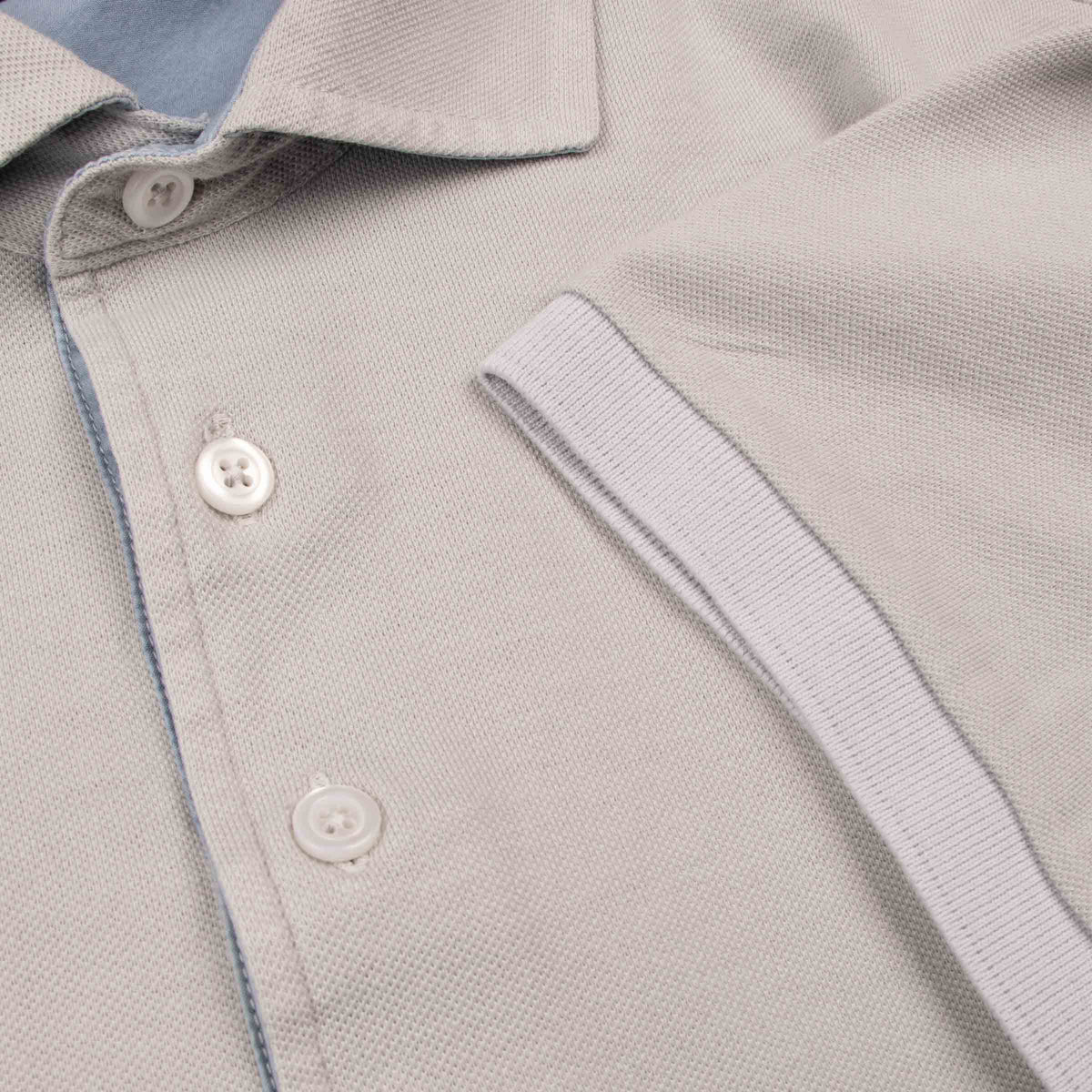 Grey Piqué Cotton Short Sleeve Polo Shirt S/S POLOS Robert Old