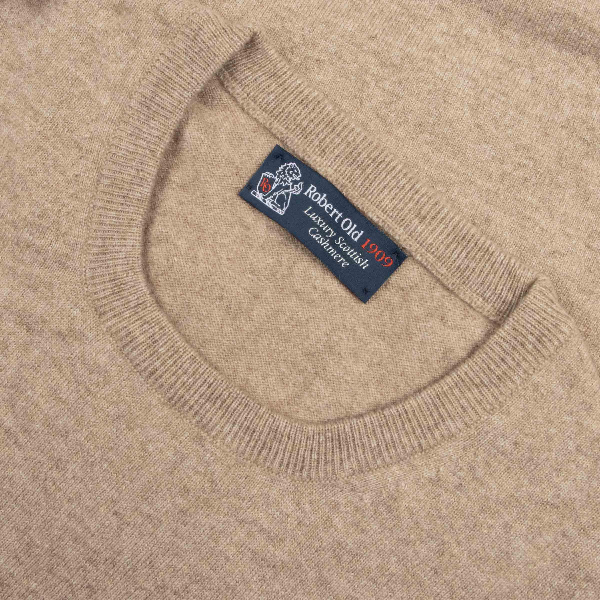 Robert Old - Dark Natural Highclere Cashmere Crew Neck Sweater CASHMERE Robert Old
