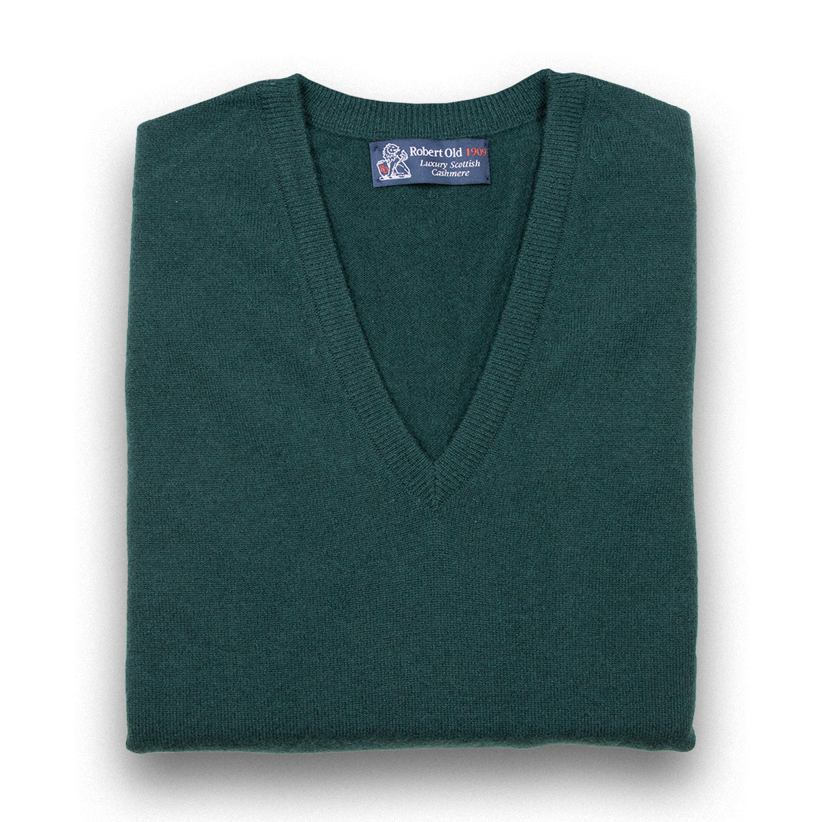 Robert Old - Holly Green Chatsworth 2ply V-Neck Cashmere Sweater CASHMERE Robert Old
