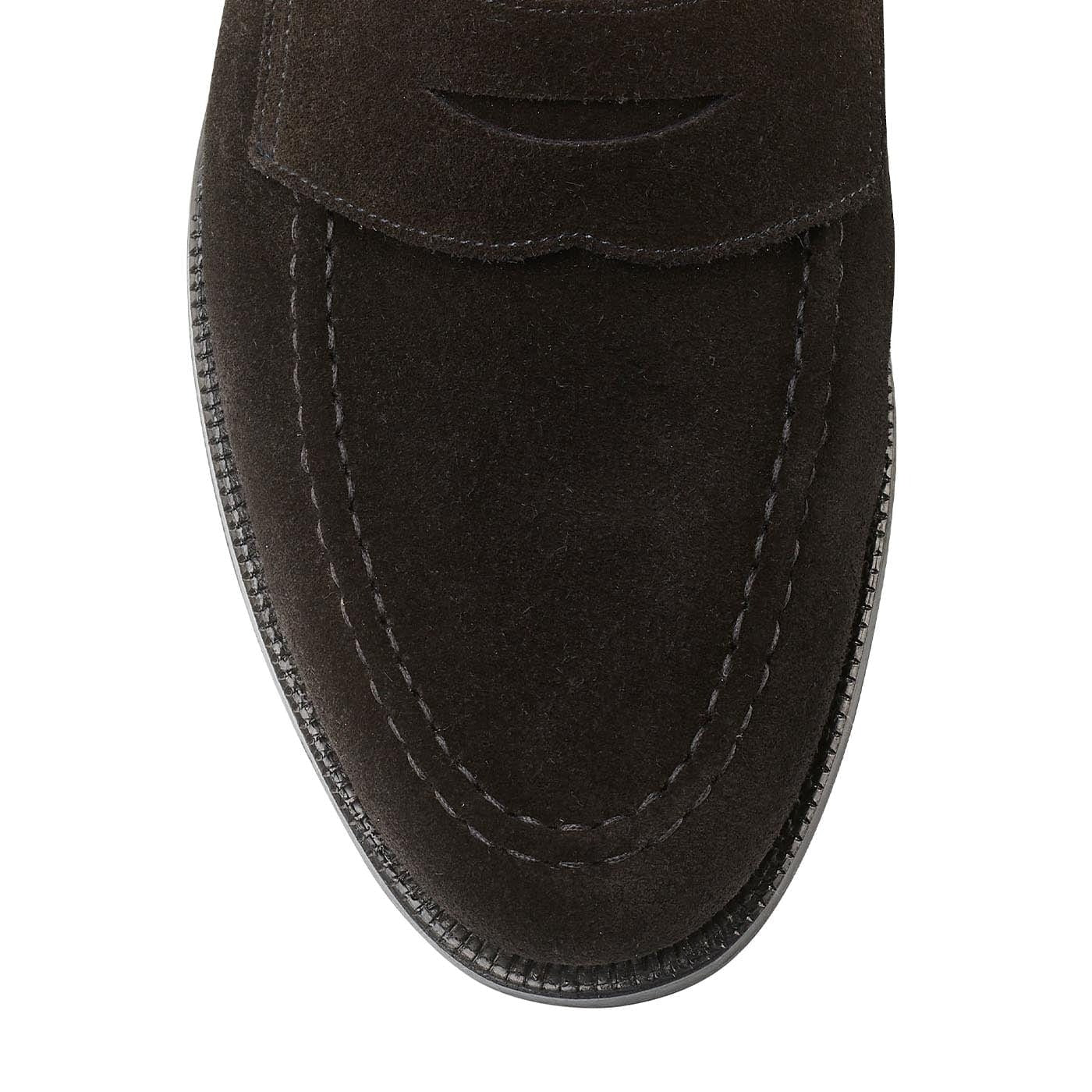 Crockett &amp; Jones - Black Boston Suede Penny Loafer Crockett &amp; Jones