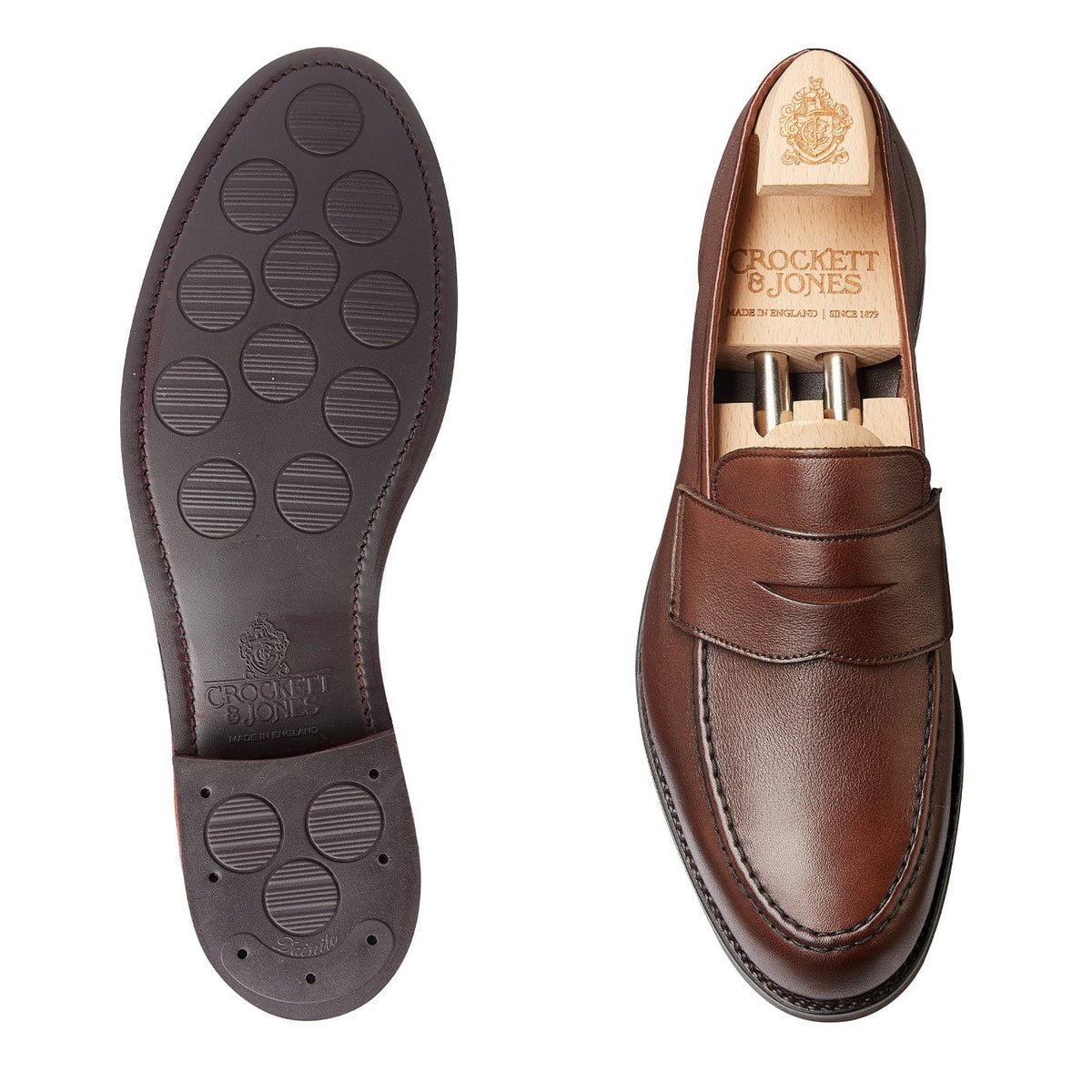 Crockett &amp; Jones -  Harvard 2 Walnut Milled Calf  Penny Loafer City Sole