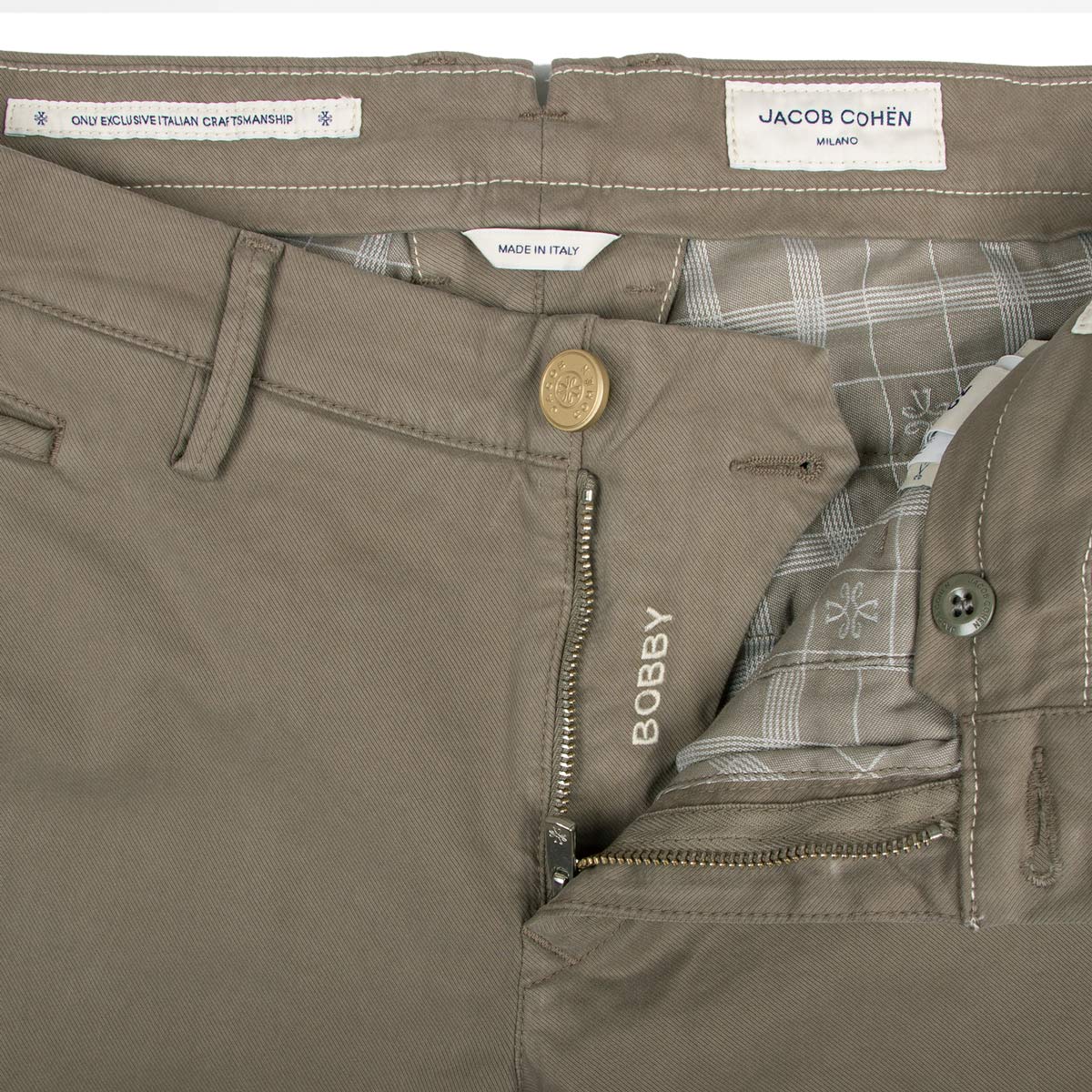 Jacob Cohen - Elephant Grey 'Bobby' Slim Fit Chino Trousers CASUAL TROUSERS Jacob Cohen