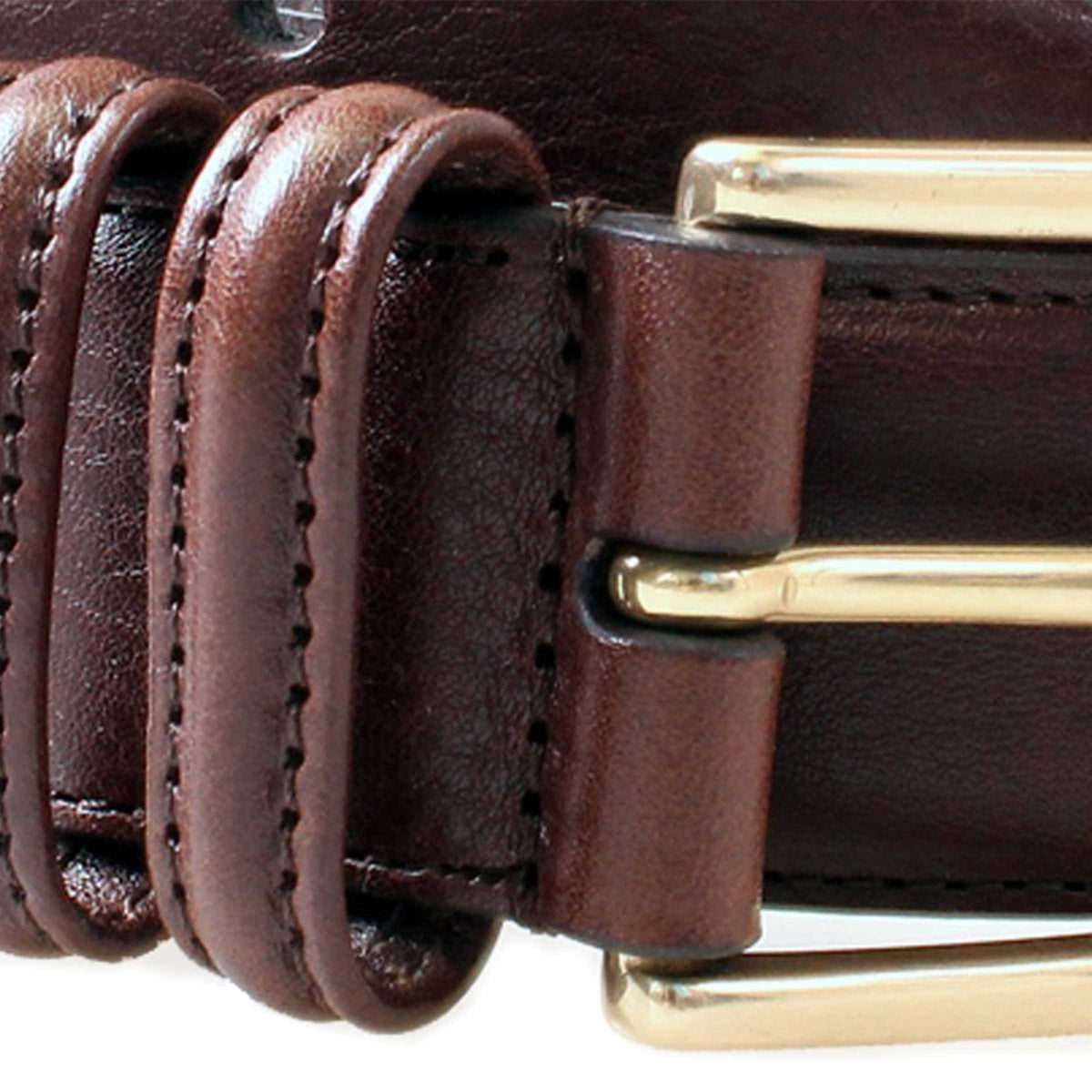 Brown Calf Leather Brass Buckle Belt BELTS/BRACES Robert Old