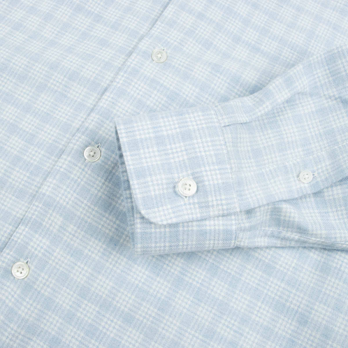 Fedeli - Light Blue Check 'Alberto' Slim Fit Brushed Cotton Long Sleeve Shirt L/S SHIRTS Fedeli