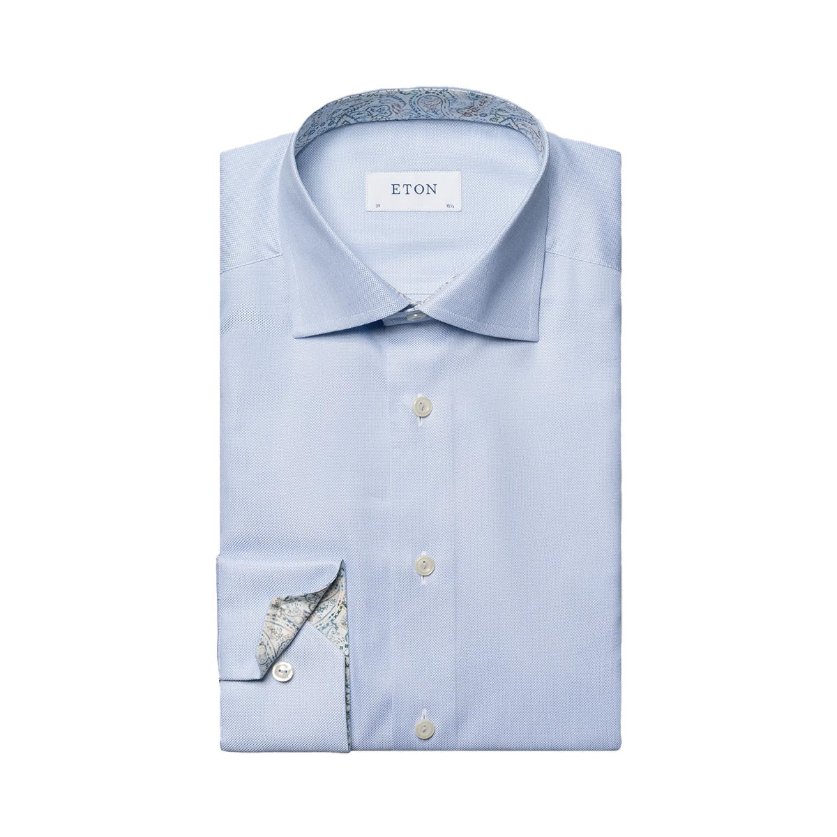 Eton - Light Blue Paisley Trim Contemporary Fit Shirt L/S SHIRTS Eton