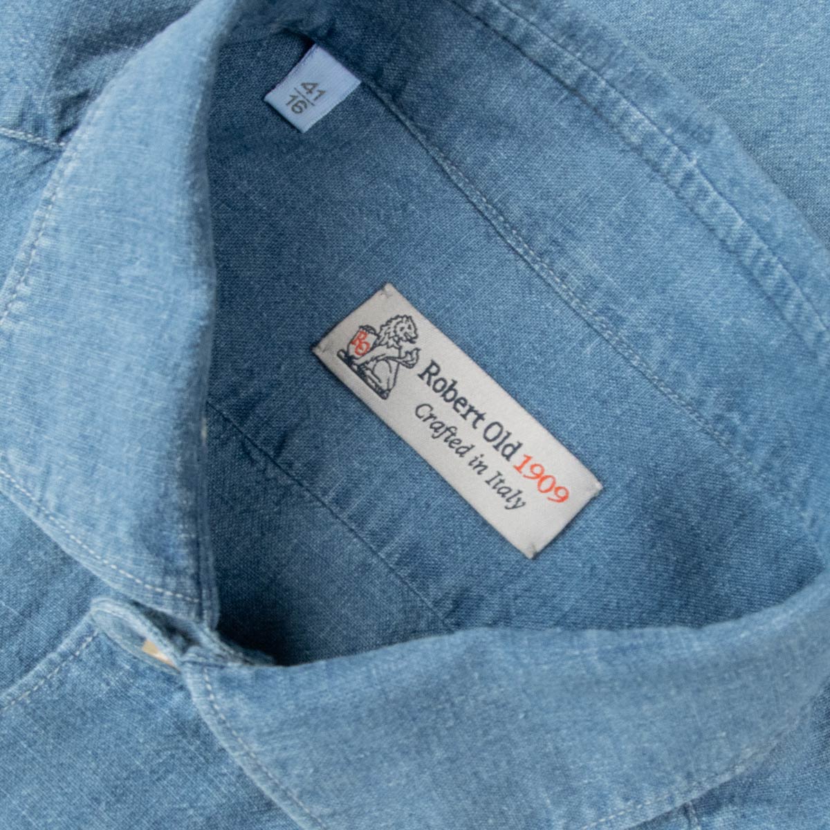 Light Denim Italian Linen &amp; Cotton Slim Fit Long Sleeve Shirt
