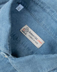 Light Denim Italian Linen & Cotton Slim Fit Long Sleeve Shirt