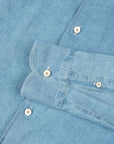 Light Denim Italian Linen & Cotton Slim Fit Long Sleeve Shirt