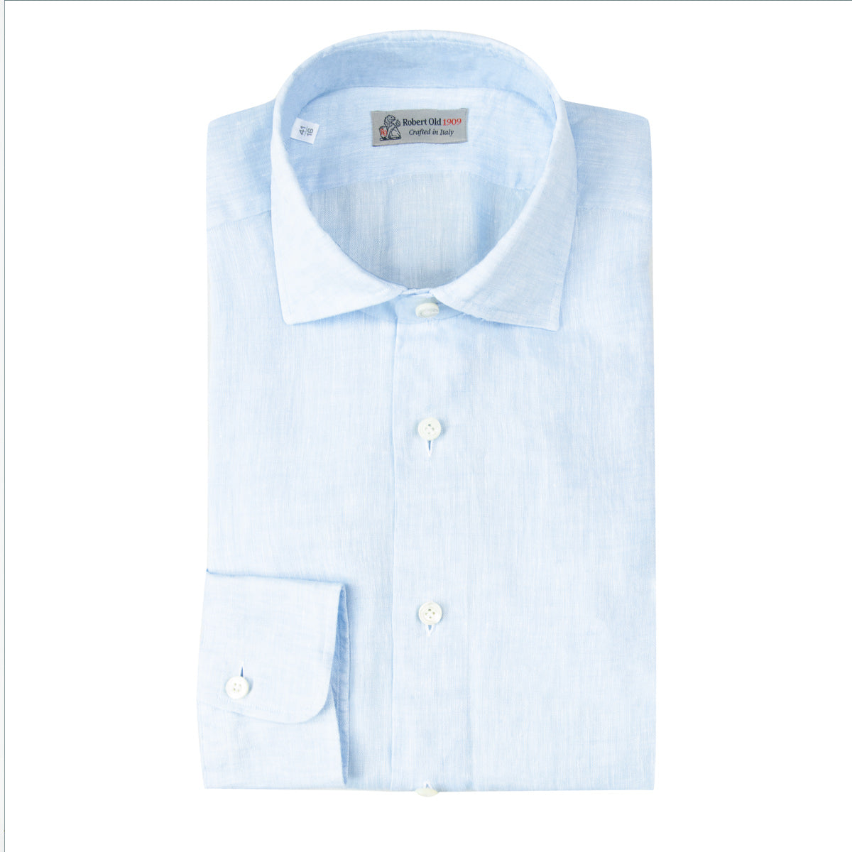 Light Blue Italian Linen Long Sleeve Shirt L/S SHIRTS Gherardi