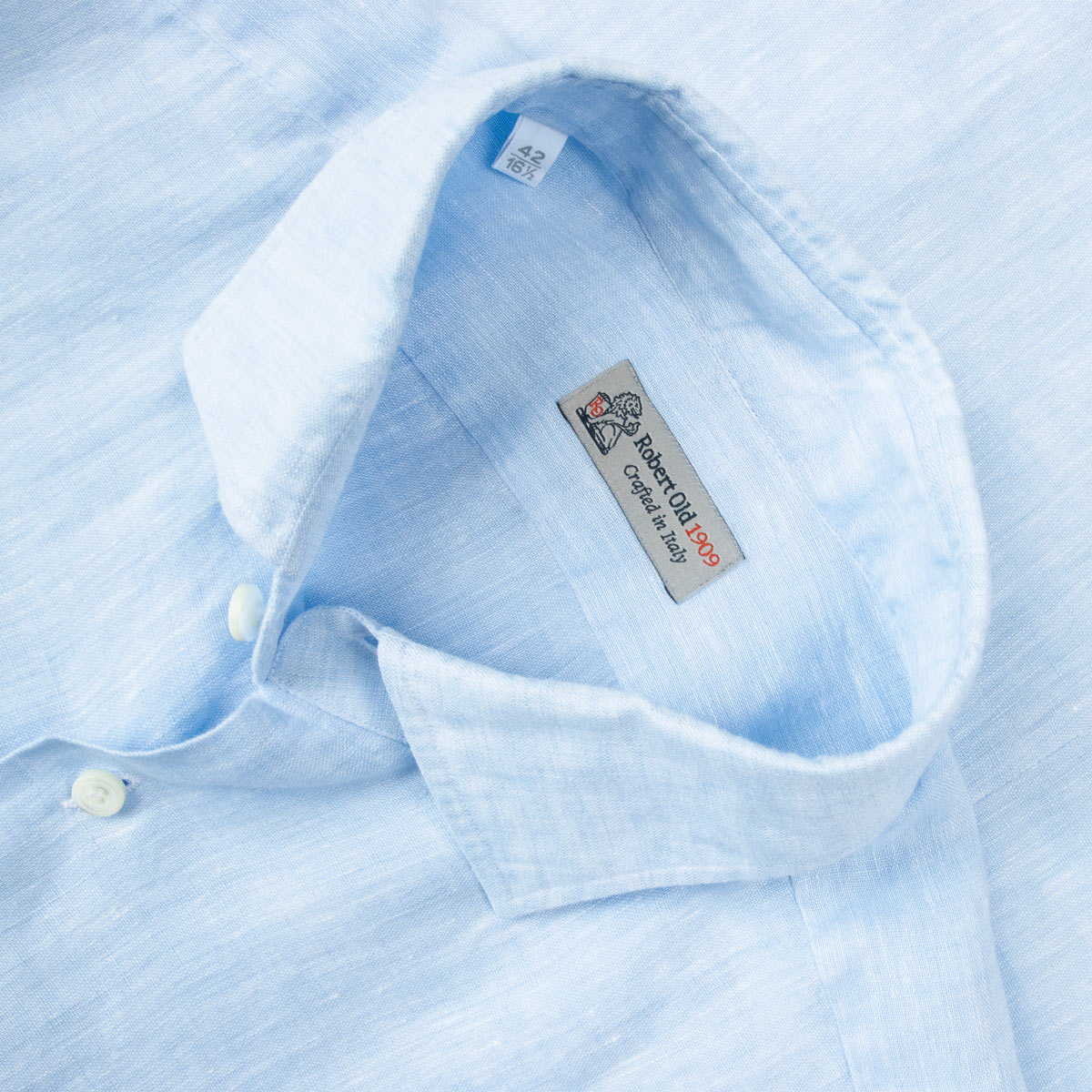 Light Blue Italian Linen Long Sleeve Shirt L/S SHIRTS Gherardi