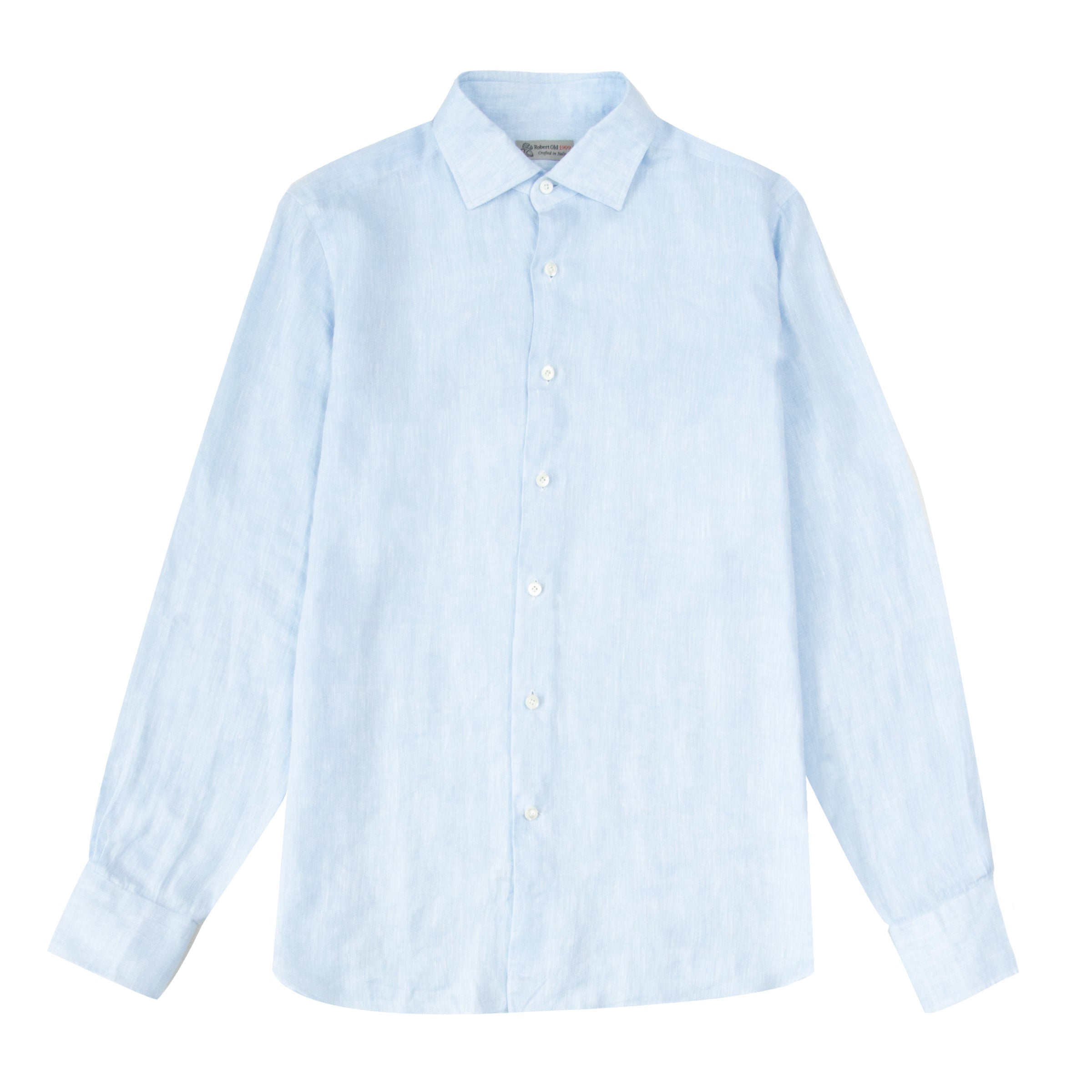 Light Blue Italian Linen Long Sleeve Shirt L/S SHIRTS Gherardi