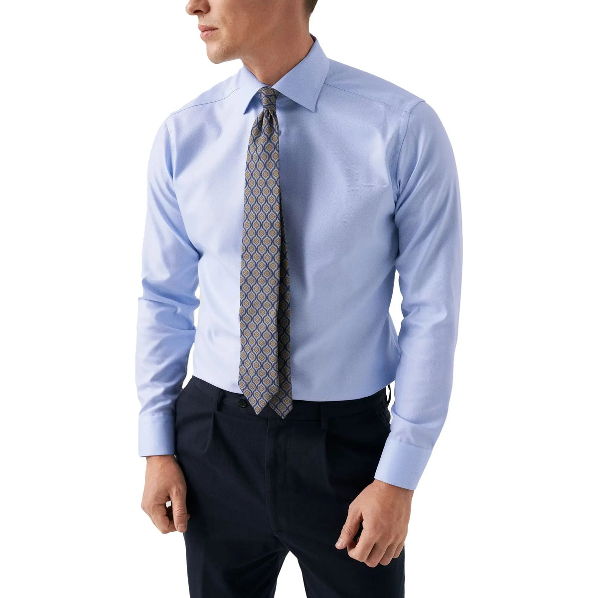 Eton - Blue Textured Twill Slim Fit Shirt L/S SHIRTS Eton
