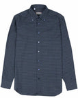 Robert Old - Navy & Black Check Italian Cotton Long Sleeve Shirt L/S SHIRTS Robert Old